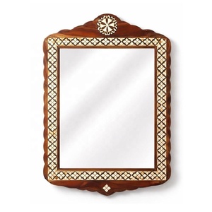 Miroir mural encadré moderne avec motif en os incrusté pour montage mural, chambre à coucher, couloir, salon, miroir décoratif traditionnel - Product Image 6