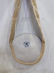 Sac bandoulière rond en chanvre naturel, motif géométrique, en lin, écologique, style bohème pour femme, fabriqué à Hawaï - Product Image 3