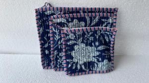 Pochette matelassée imprimée au bloc de qualité supérieure, sac de maquillage artisanal, trousse de voyage pour organisateur, grande capacité, cadeau écoresponsable - Product Image 5