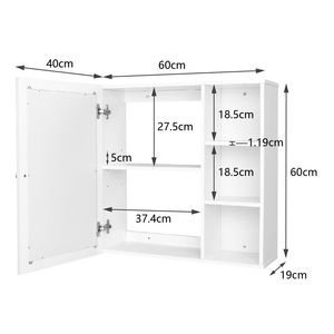 Armadietto da bagno a parete FCH con anta a specchio singola, 3 scomparti, in MDF, verniciato bianco, modello YJ - Product Image 6