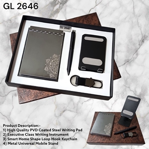 4 1 Corporate <b>Office</b> <b>Gift</b> Set PVD Coated Steel Writing Pad Executive Pen Mobile Stand Loop Hook Keychain Personalized Handmade - Product Image 6