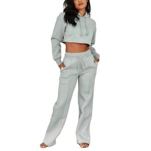 Conjunto con logotipo personalizado, ropa de mujer de alta calidad, Sudadera con capucha de 2 piezas y pantalón de chándal, conjunto para correr para mujer - Product Image 1