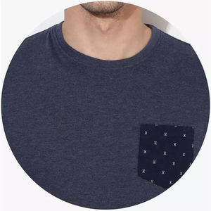 Camiseta de Cuello Redondo Azul Marino para Hombre con Diseño Clásico Ajustado, 100% Algodón Tejido, Transpirable y Elegante - Product Image 6