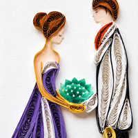 Carte de vœux 3D artisanale en papier quilling sur le thème des couples romantiques, vente en gros pour mariage et Saint-Valentin
