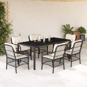 Set da Pranzo da Giardino in Crema, Bianco e Nero - Product Image 1