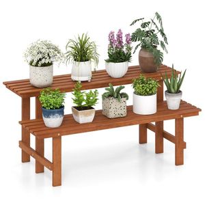 Elegante Portavasi a Doppio Strato in Legno, Stile Scala, per Arredamento da Giardino - Product Image 1