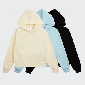 Sudadera con capucha recortada de algodón Unisex personalizada al por mayor Tendencia Invierno Color sólido Chorlito cuello con capucha accesorio de moda para mujer - Product Image 3