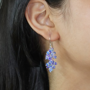 Pendientes de Plata de Ley 925 con Baño de Rodio, Diseño Moderno con Racimo de Ópalos y Cuentas Púrpuras, Ideales para Regalo de Boda o Fiesta - Product Image 2