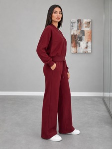 Survêtements pour femmes grande taille de haute qualité, effet délavé, brodés, style streetwear, respirants, en molleton de coton, pour l'hiver - Product Image 1