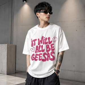 <b>Men</b>’s Heavyweight 100% Cotton T-<b>Shirt</b>, O-Neck Drop Shoulder Oversized Plus Size Blank Tee, Breathable Luxury Casual <b>Shirt</b> - Product Image 2