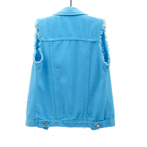 Vintage Denim Vest Women Casual Solid Color Button Front Light Wash Cotton High Waist Skinny Fit Autumn Style Breathable - Product Image 2