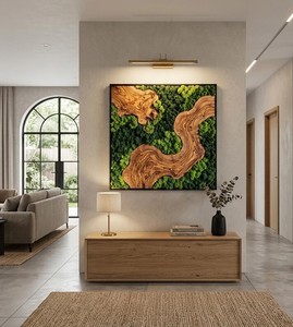 Décoration Murale en Mousse Naturelle Faite à la Main avec Cadre en Bois – Idéale pour Bureau et Salon - Product Image 1