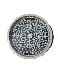 Bandejas rectangulares vintage grises con incrustaciones de hueso y nácar personalizables para fiestas en casa. Bandeja de hueso gris. - Product Image 6