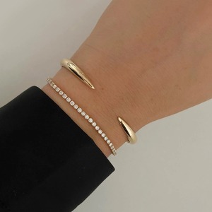 14K Gold Claw <b>Bangle</b> Bracelet Minimalist Open Stackable Gold Bracelet, Modern Claw Cuff Dainty Luxury Jewelry Gift for Women USA - Product Image 2