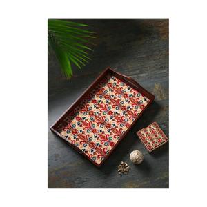 Artisan Handmade Printed Wooden Serving Storage Tray Trendy <b>Breakfast</b> Tray Coffee Food Serving Tray For Home Cafe Tabletop Decor - Product Image 6