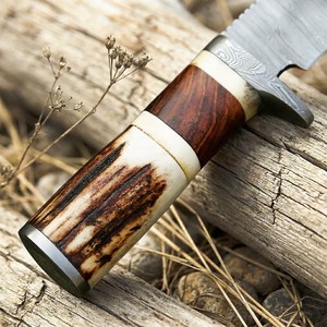 Custom Hand Forged Damascus Steel Fixed Blade Hunting <b>Knife</b> Industrial Grade Clip Point Natural Stag Horn <b>Handle</b> OEM ODM <b>Knife</b> - Product Image 2