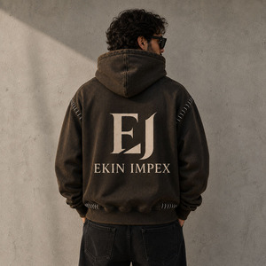 Sudadera con capucha vintage para hombre, lavado ácido, estilo urbano personalizado, de algodón oversize, con estampado de calavera y alas de hip hop, corte holgado para otoño - Product Image 4