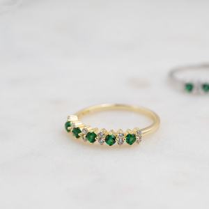 Sami Jewels Emerald <b>Ring</b> 925 Sterling <b>Silver</b> 14K Gold Plated Gemstone <b>Stacking</b> May Birthstone Gift For Her Women - Product Image 1