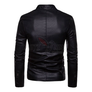 Veste en cuir d'hiver sur mesure, couleur unie, veste en cuir pour homme, streetwear, veste en cuir pour homme - Product Image 2