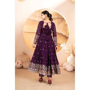 Traditional Muslim <b>Clothing</b> & <b>Accessories</b> Sequin & Multi-Thread Embroidered Gown for Party Wear - Product Image 2