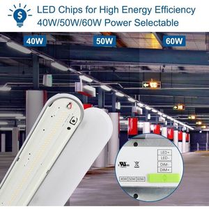 Luminaire LED étanche à la vapeur 4FT 60W 6600lm (équivalent 120W) Luminaires LED étanches pour extérieur 5000K IP65 100 277V, résistants à la vapeur, pour parking et garage - Product Image 2