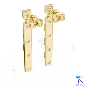 Boucles d'oreilles pendantes en diamant CVD cultivé en laboratoire, avec accent en or et diamants alternés, en or massif 14 carats, bijoux de luxe pour femme, pour soirée - Product Image 3