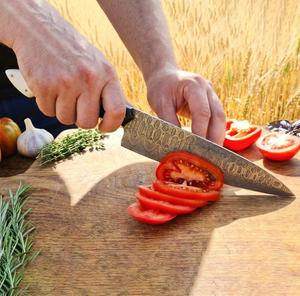 Steel Craft International Hand Forged 5-Piece 67-Layer Damascus Steel Chef <b>Knife</b> <b>Set</b> Wooden Handles Serrated Edge <b>Sharp</b> Blades - Product Image 4