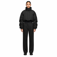 Blouson court matelassé oversize pour femme, imperméable, coupe-vent, en polyuréthane, sans coutures, réfléchissant, avec capuche Sashiko, léger