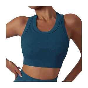 ชุดโยคะลำลองผ้าฝ้ายใหม่สำหรับผู้หญิง เสื้อชั้นในและกางเกงขาสั้น 2 ชิ้น ลายเรียบ ระบายอากาศ แห้งเร็ว ชุดออกกำลังกาย ฟิตเนส แอคทีฟแวร์ ความยาวเหนือเข่า - Product Image 5
