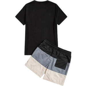 Conjunto de camiseta y pantalones cortos de algodón 100% para hombre, de alta calidad, con serigrafía personalizada, conjunto de 2 piezas, camiseta extragrande para hombre. - Product Image 2