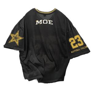 Maillot de football américain premium noir et or en maille, col en V, uniforme d'équipe personnalisé, polyester respirant, production en gros OEM - Product Image 5