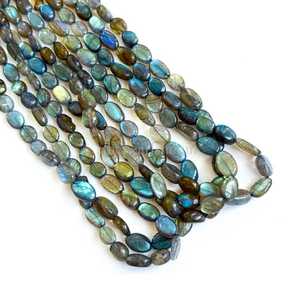 Perles ovales en labradorite naturelle, labradorite bleue feu, perles de pierres précieuses lisses, 6x8mm à 7x10mm, perles de labradorite pour la création de bijoux - Product Image 4
