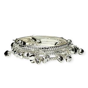 Brazaletes de Plata Jhumki Kashmiri de Alta Calidad y a la Moda con Dijes Colgantes Ghungroo para Bodas a Precio de Mayoreo - Product Image 1
