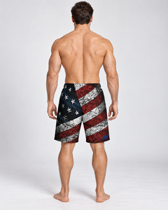 Men's Quick Dry Beach Shorts Drawstring <b>Swim</b> Trunks Mesh Lining Flag Print <b>Board</b> Shorts Custom Logo - Product Image 3