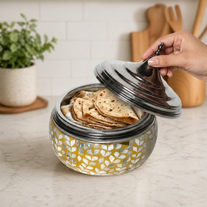 Mother of Pearl Inlay Wooden Casserole Set | Stainless Steel Food Warmer Hotpot | Premium Serving Dish Cookware <b>Gift</b> Collection - Product Image 3