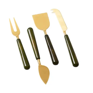 <b>Set</b> of 3 Feather Design Handle Gold <b>Cheese</b> Table Top Stainless Steel <b>Cheese</b> Tools Kitchen Cutting <b>Cheese</b> Butter Knives - Product Image 3