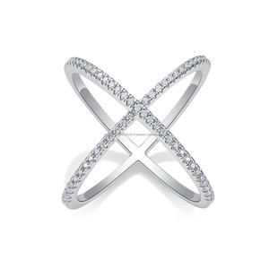 X Shape VVS Moissanite <b>Ring</b> 925 Sterling <b>Silver</b> Criss <b>Cross</b> Statement Jewelry Elegant Fashion <b>Ring</b> For Women Luxury Gift - Product Image 1