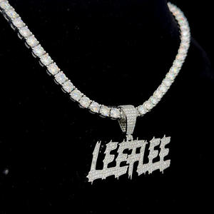 Bijoux personnalisés pour hommes Conception 3D Pendentif plaque signalétique en diamant Moissanite glacé Pendentif collier avec logo Hip Hop - Product Image 4