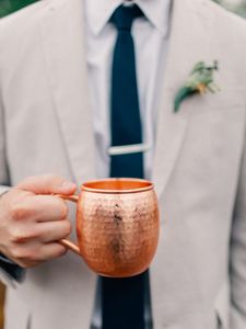 Copper mule beverage mug set for rooftop skyline cocktails hammered finish metal cups durable reusable party mugs - Product Image 5