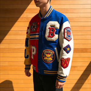 Unisex Crew Neck Coated Formal Varsity <b>Jacket</b> Chenille <b>Patch</b> Embroidery Baseball Letterman High Quality Streetwear Front - Product Image 3