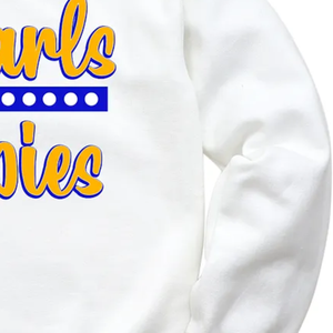 Sweat-shirt à col rond personnalisé avec 10 perles et deux rubis, couleur blanche, lettres grecques, pour sororité, pull décontracté à manches longues en polaire - Product Image 2