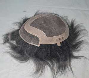 Perruque en cheveux humains chinois avec dentelle frontale mono, gris, coupe droite 1b, cheveux vierges Remy, ondulations profondes lâches, 40-80g - Product Image 5