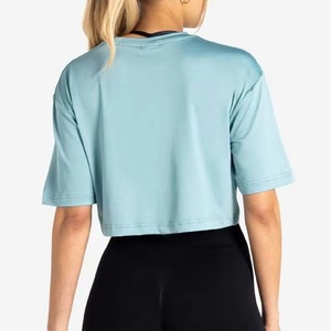 เสื้อยืดโอเวอร์ไซส์สีฟ้าอ่อน แขนสั้น คอกลม ผ้าถัก สีพื้น สไตล์ลำลองสำหรับผู้ชาย - Product Image 2