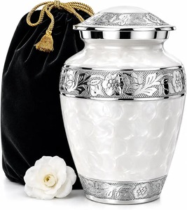 Urna Funeraria Blanca con Diseño de Árbol para Cenizas de Adultos, Urna Conmemorativa Grande, Urna de Aluminio Grande Personalizada - Product Image 5