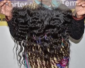 Cabello Remy brasileño indio virgen 100% cutícula alineada 4*4 Cierre de encaje ondulado transparente templo sin procesar onda de agua humana - Product Image 2