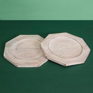 Bandejas de Madera de Mango Hechas a Mano, Paquete de 2 Platos Redondos de Madera para Servir Alimentos, Uso Multiusos para Fiestas, Cenas, Almuerzos y Desayunos - Product Image 1