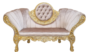 Canapé de mariage de luxe en métal sculpté à la main avec cadre doré, siège en velours, mobilier événementiel personnalisé pour la location de scènes de mariage et de halls d'hôtels - Product Image 3