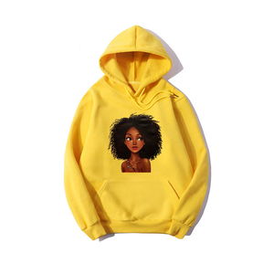 Sudadera Blanca para Mujer con Estampado de Chica Afro, Impresión Digital, Corte Regular, Sudadera de Algodón con Logotipo Frontal, Ropa Casual de Otoño - Product Image 3