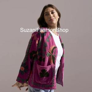 Veste en velours Suzani unisexe de haute qualité, broderie florale, manches longues, style hiver, design pull-over, vente en gros - Product Image 5