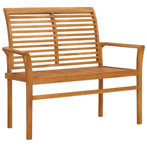Solid Teak Wood <b>2</b>-<b>Seater</b> Outdoor <b>Garden</b> <b>Bench</b> with Slatted Backrest and Armrests - Product Image 1